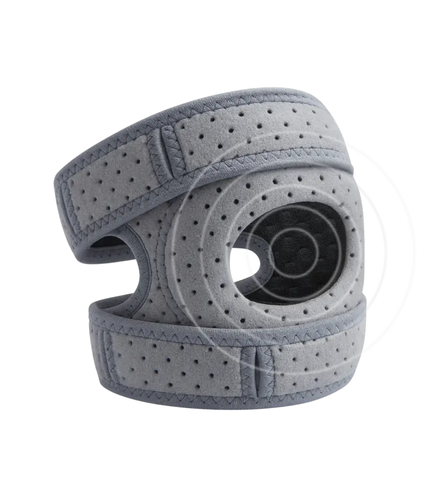Qinux KneeGo knee brace designed to support patella alignment and reduce joint stress