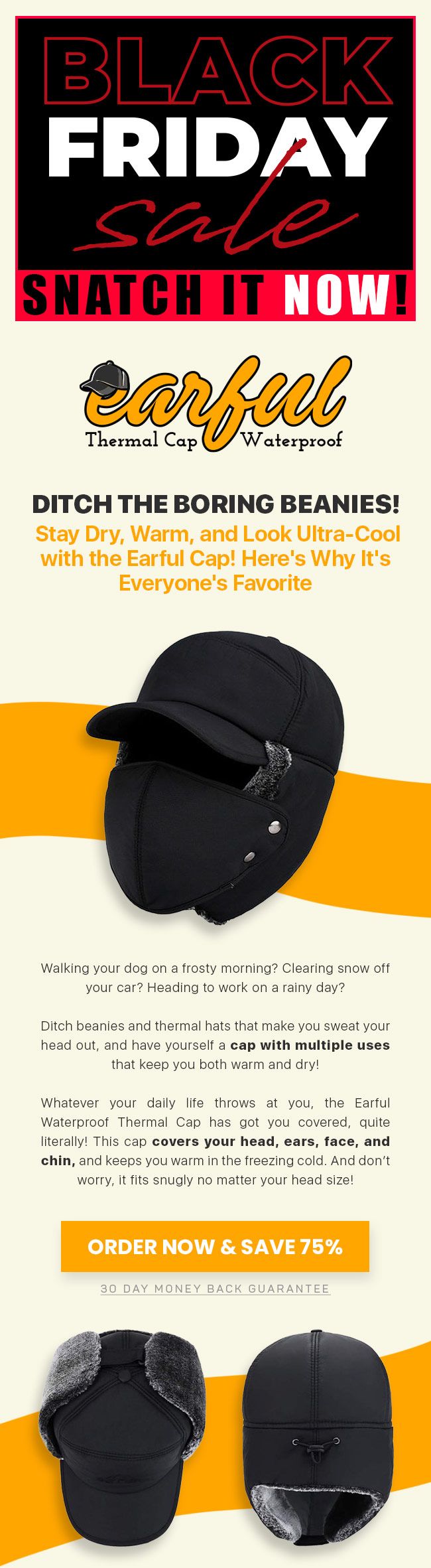 Earful Thermal Waterproof HatEarful Thermal Waterproof Hat Black Friday