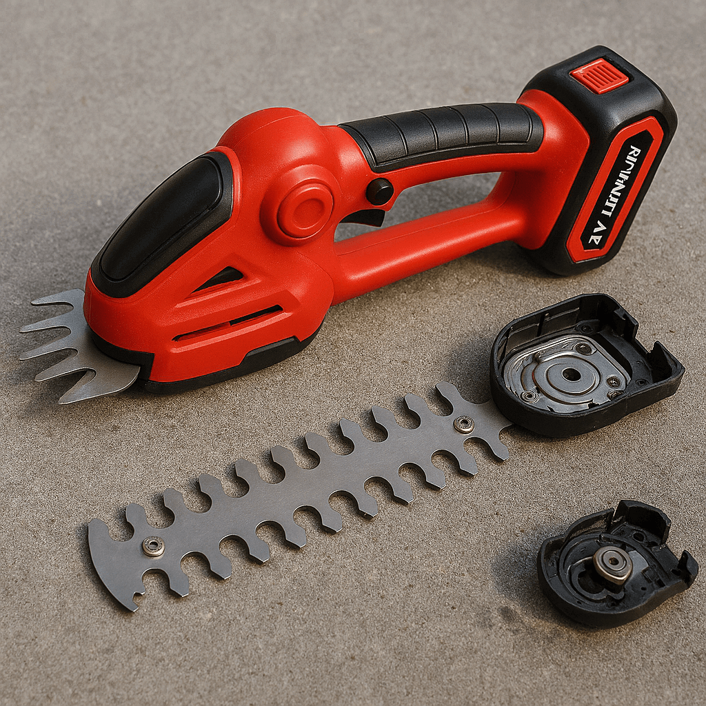 Wood Ranger Hedge Trimmer cordless model on garden lawn